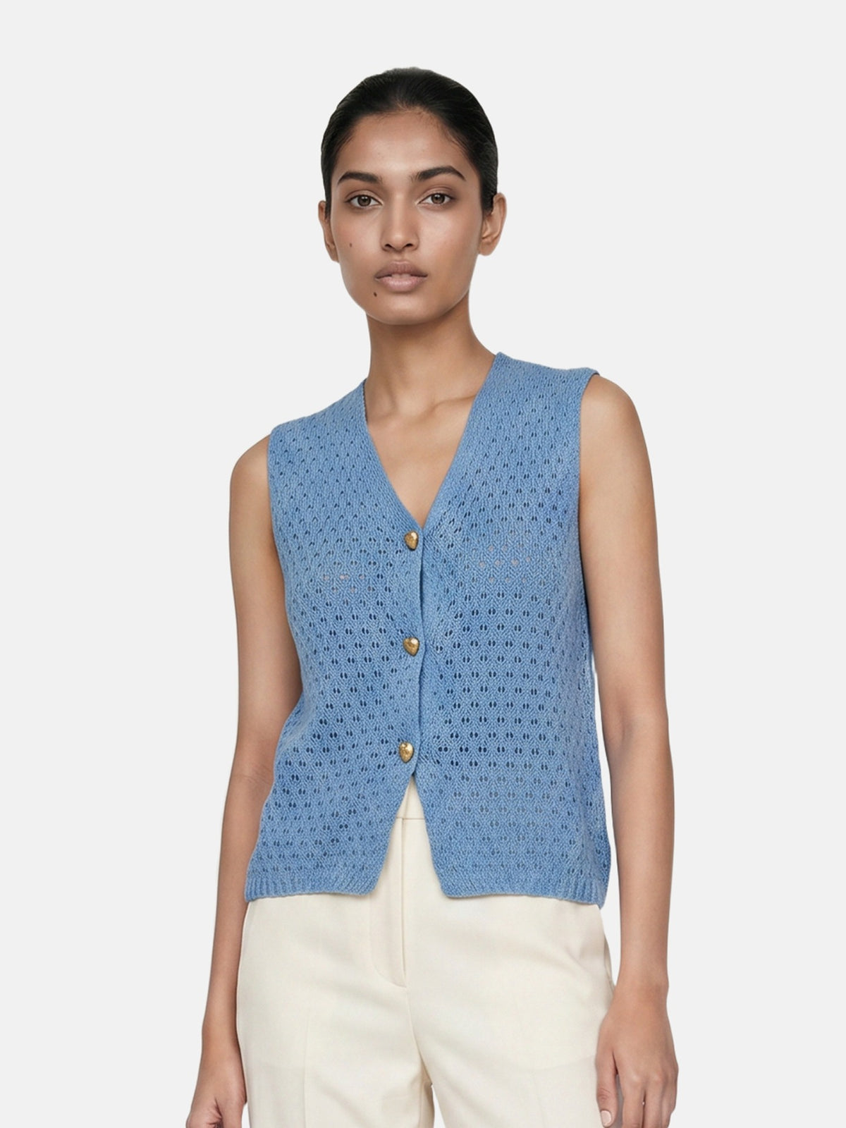 Canotta in 100% Acrilico Blu Jeans