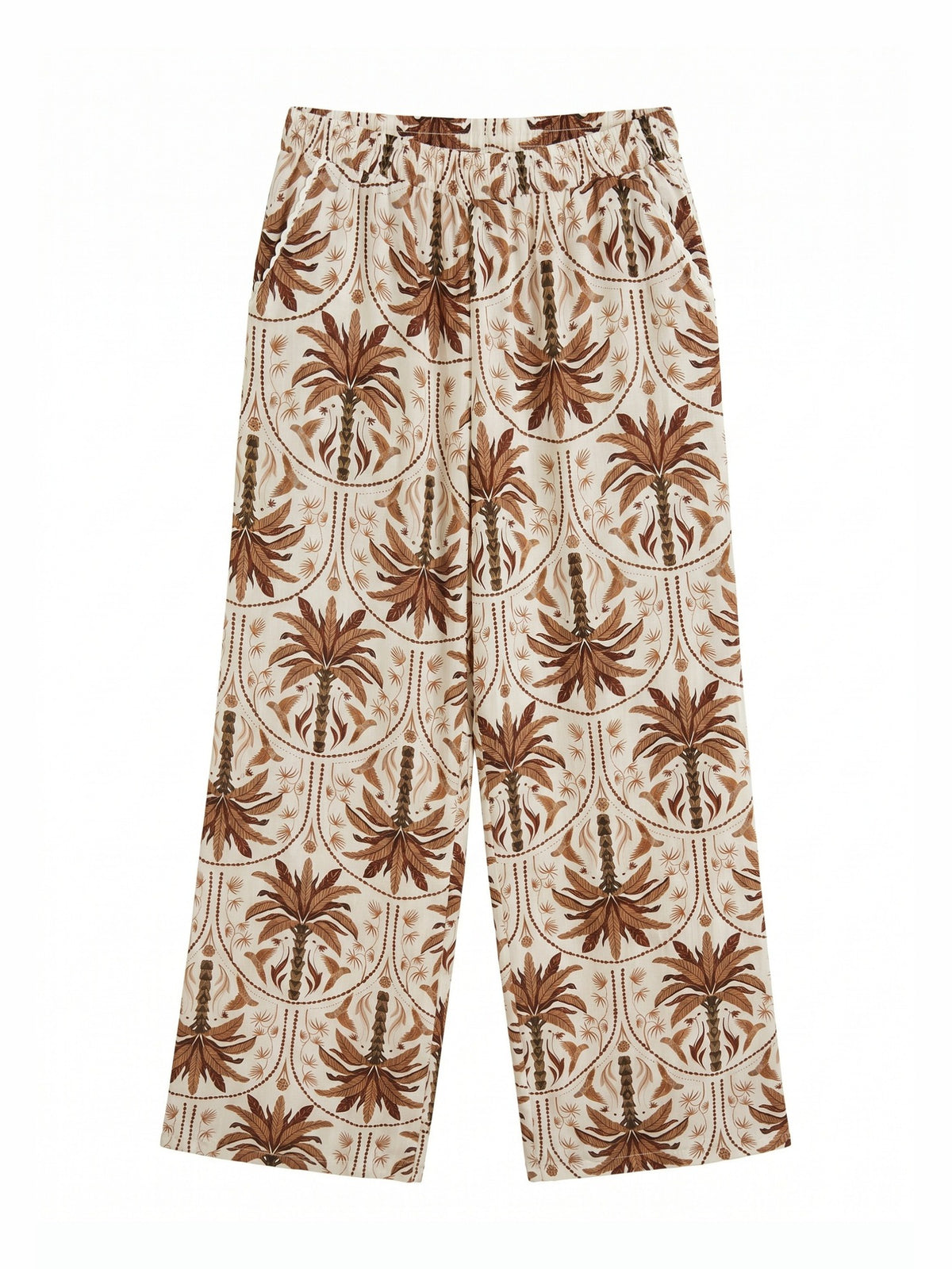 Pantaloni in Viscosa Beige Scuro