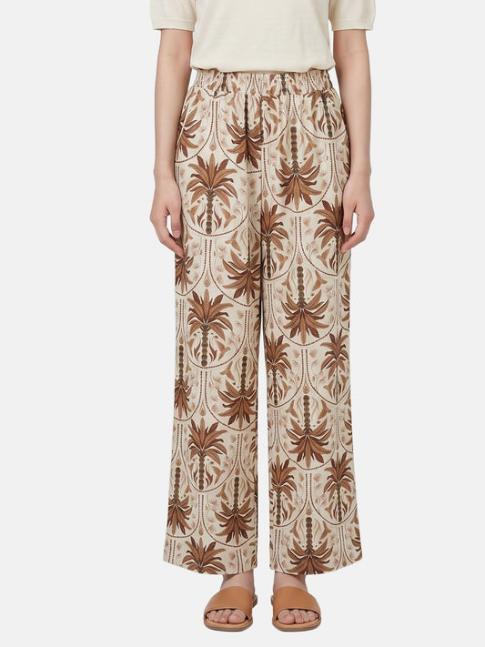 Pantaloni in Viscosa Beige Scuro