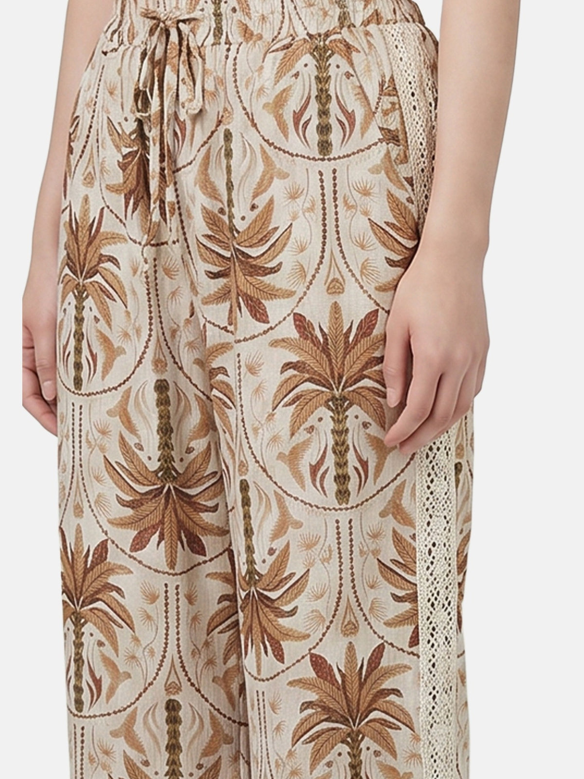Pantaloni in Viscosa Beige Scuro