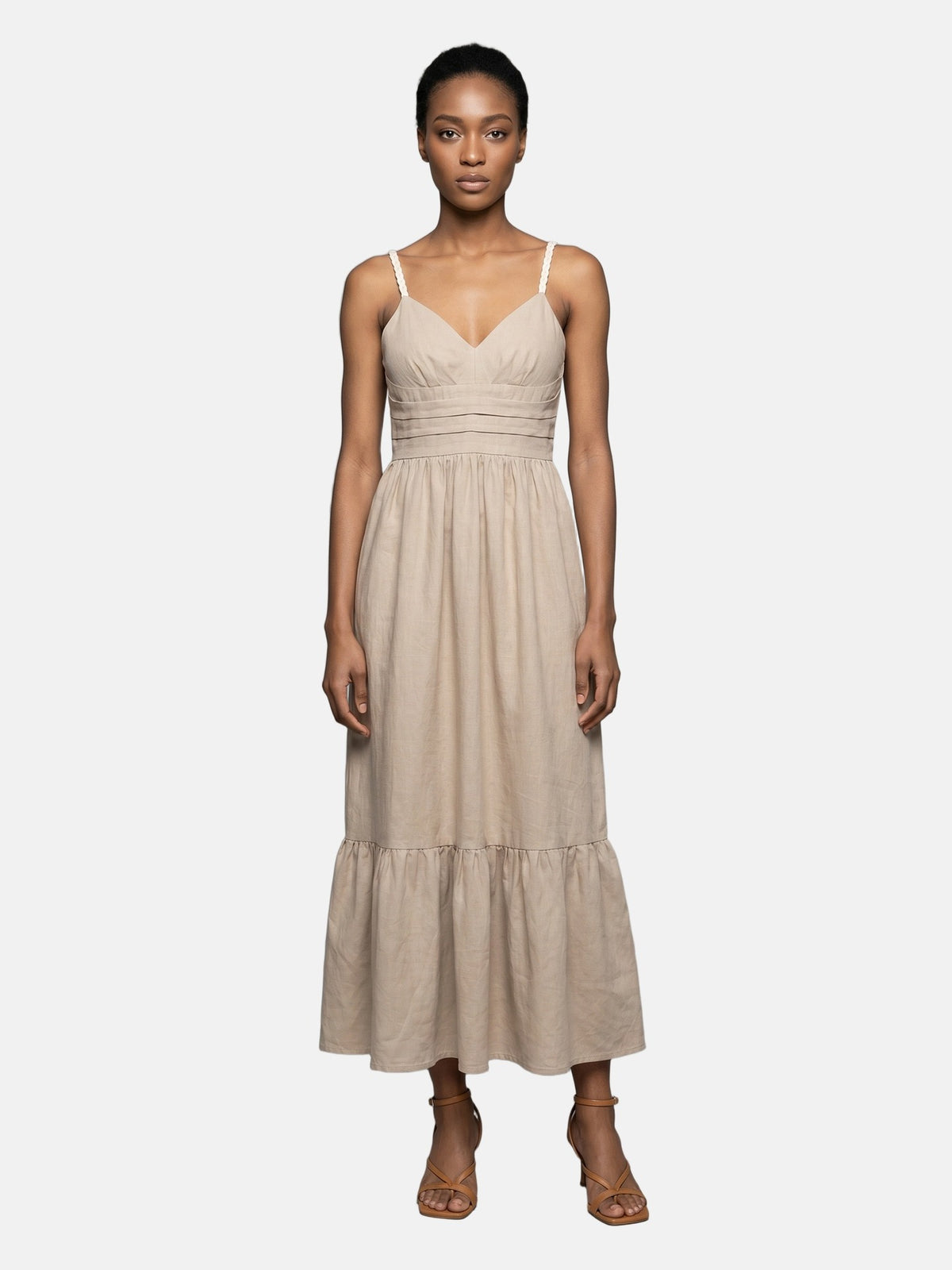 Vestito in Viscosa Beige Scuro