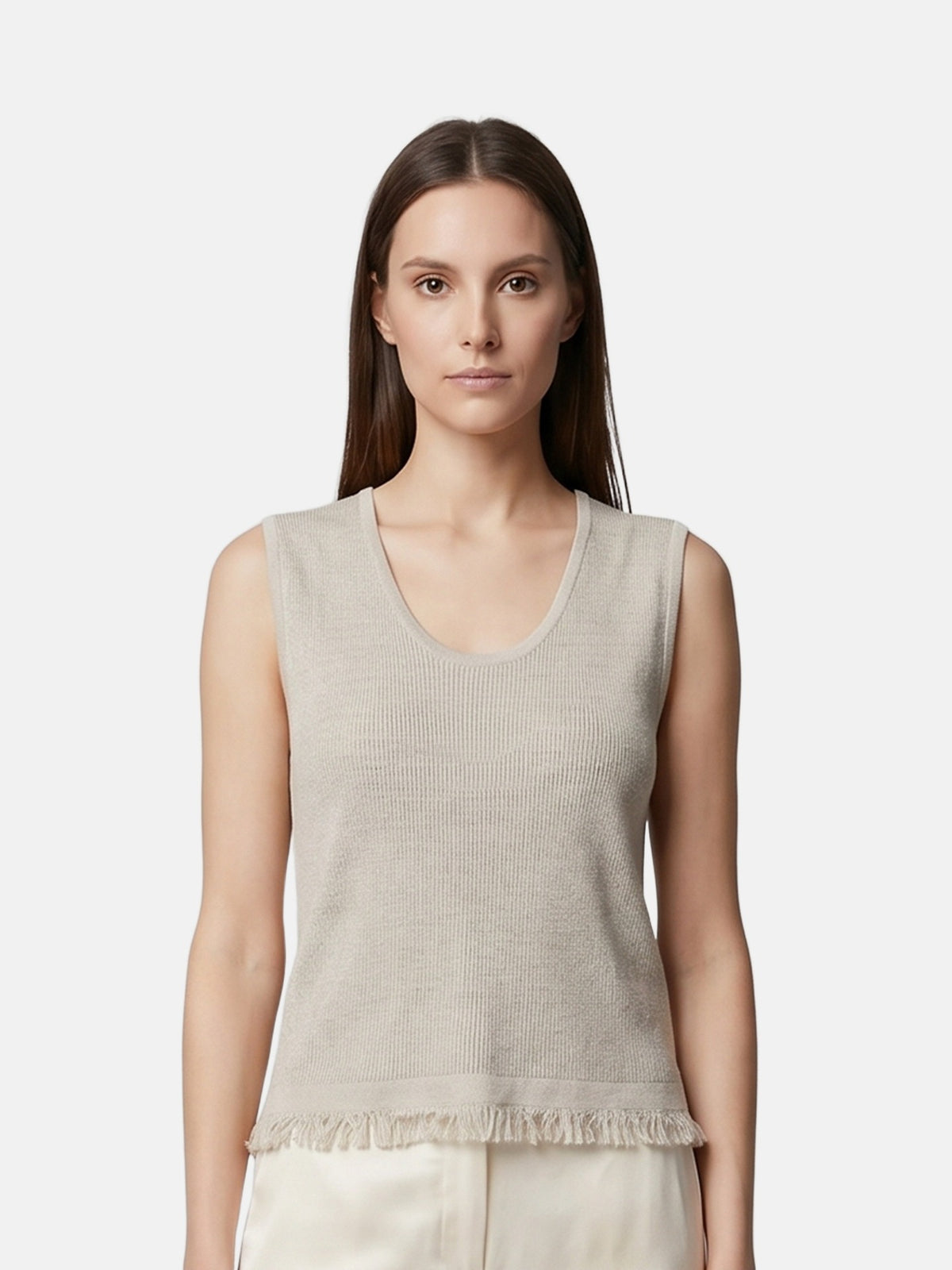 Canotta in Poliestere Beige