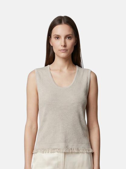 Canotta in Poliestere Beige