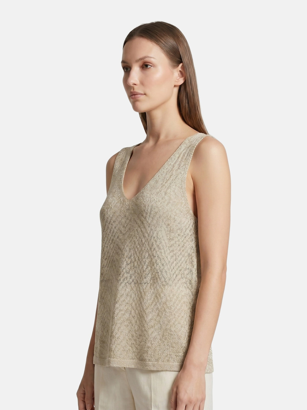 Canotta in Poliestere Beige