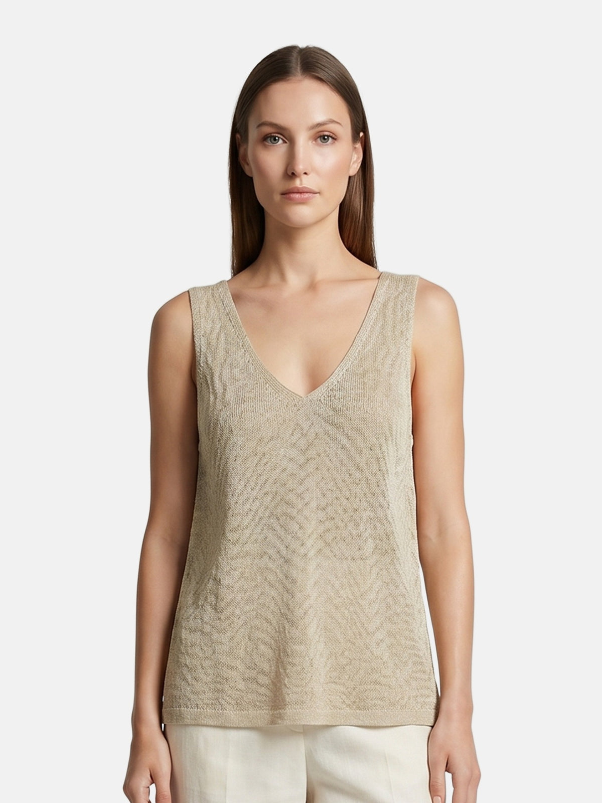 Canotta in Poliestere Beige
