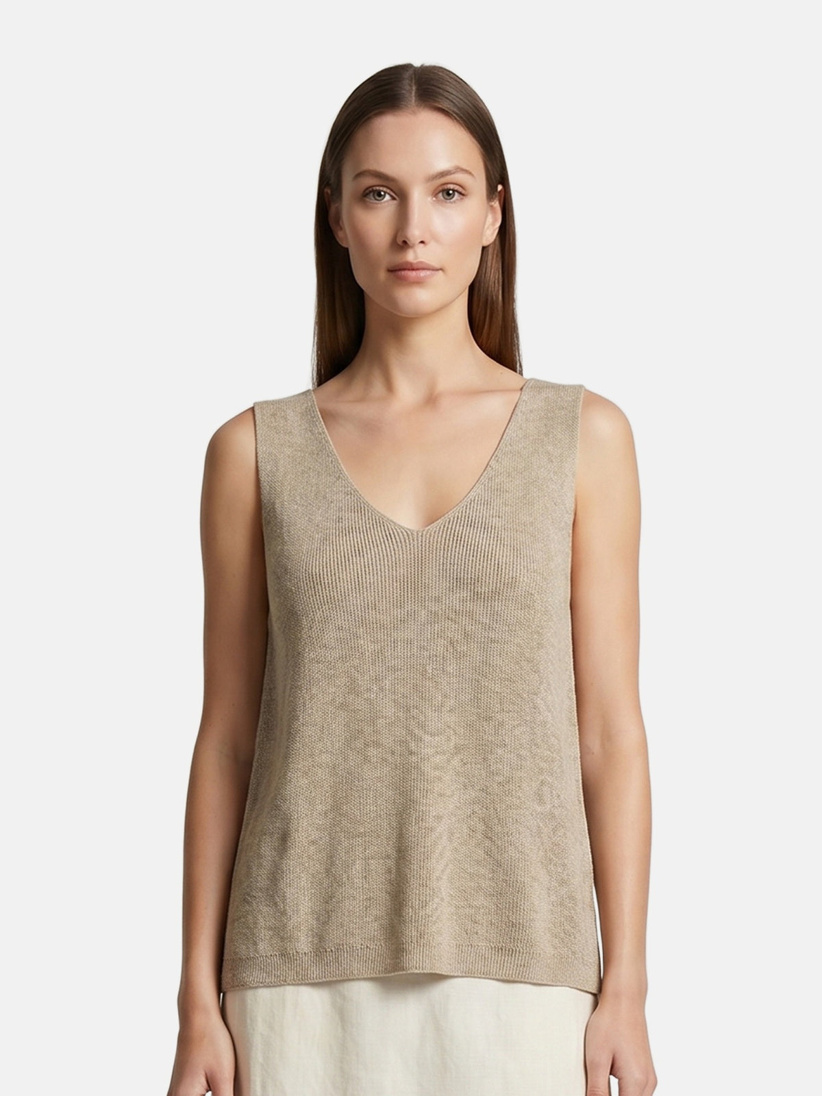 Canotta in Poliestere Beige Scuro