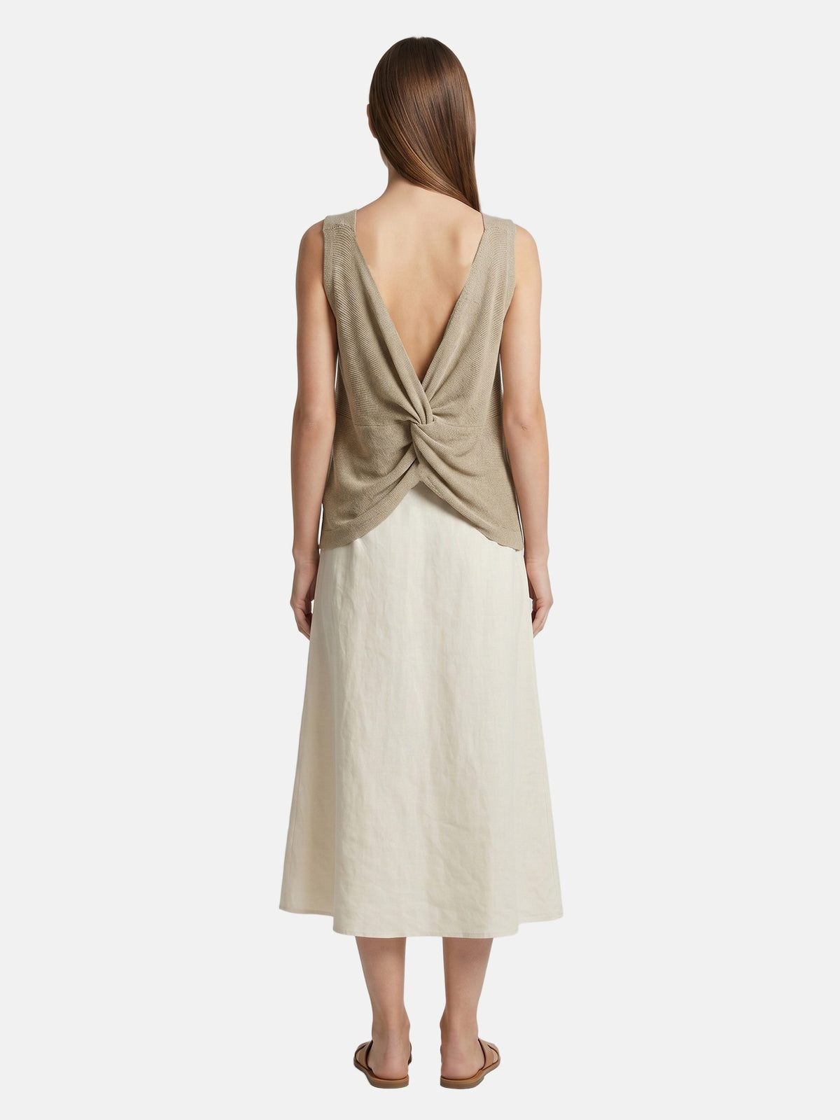 Canotta in Poliestere Beige Scuro