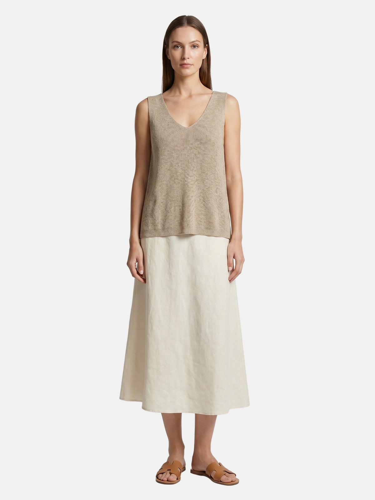 Canotta in Poliestere Beige Scuro