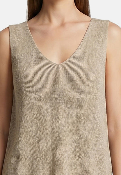 Canotta in Poliestere Beige Scuro