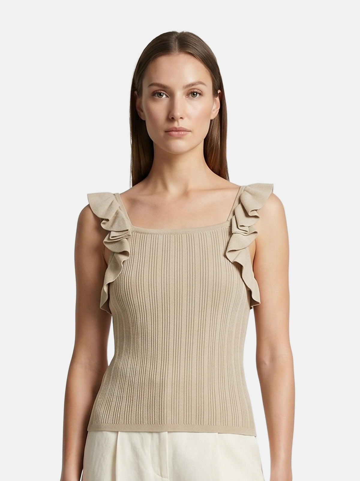 Canotta in Viscosa Beige