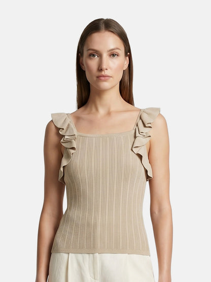 Canotta in Viscosa Beige