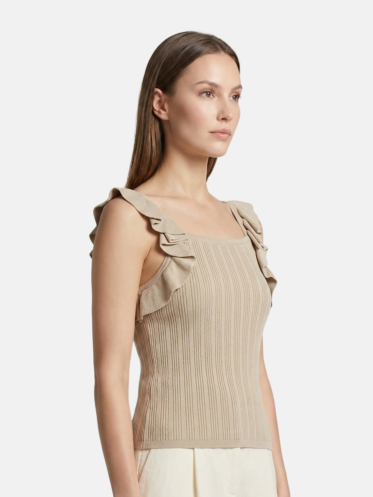 Canotta in Viscosa Beige