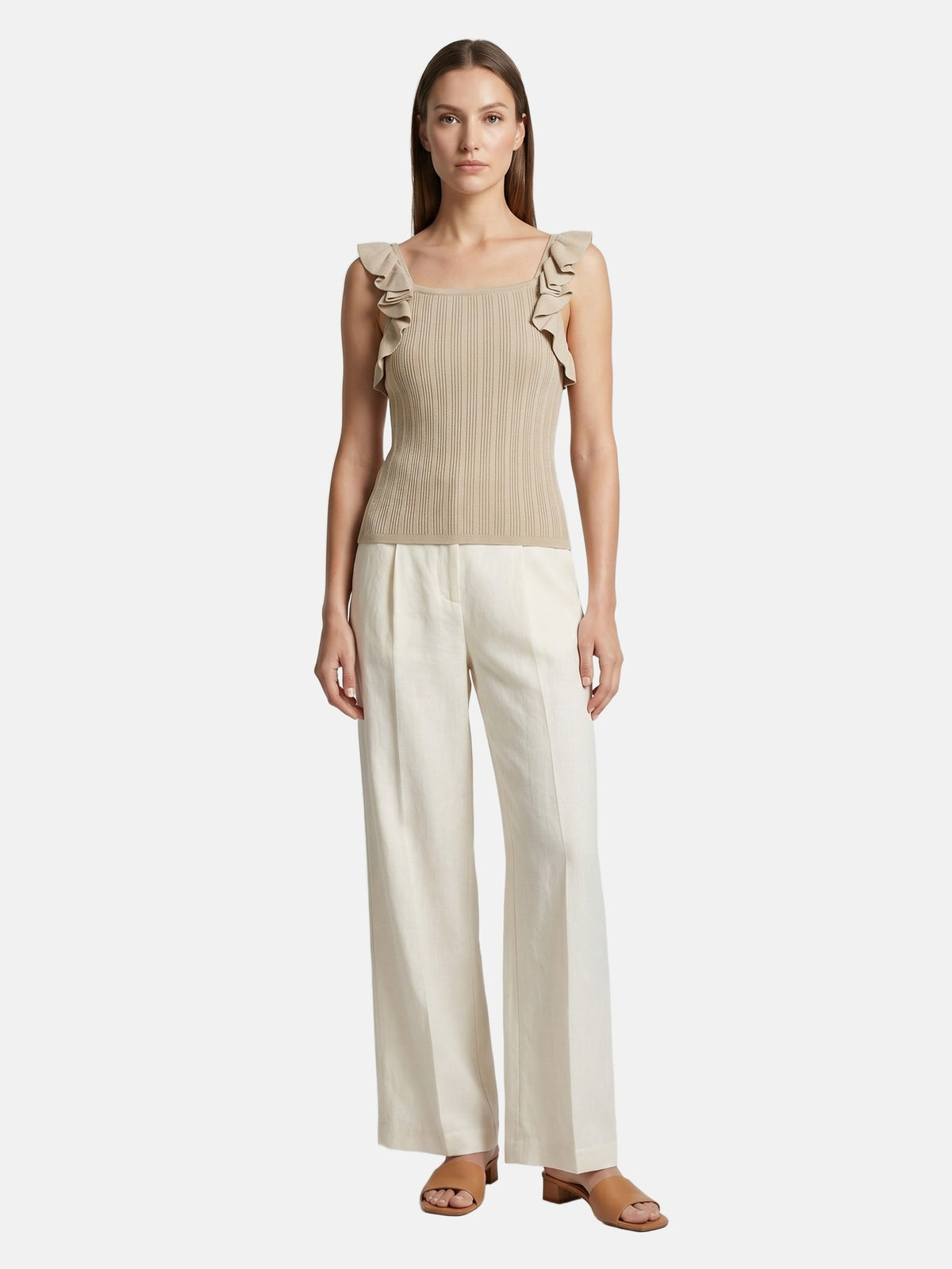 Canotta in Viscosa Beige