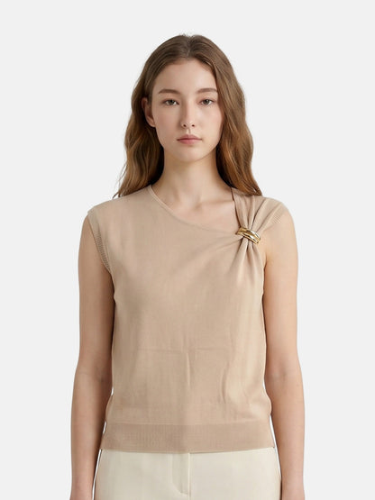 Top in Viscosa Beige Scuro