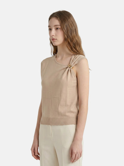 Top in Viscosa Beige Scuro