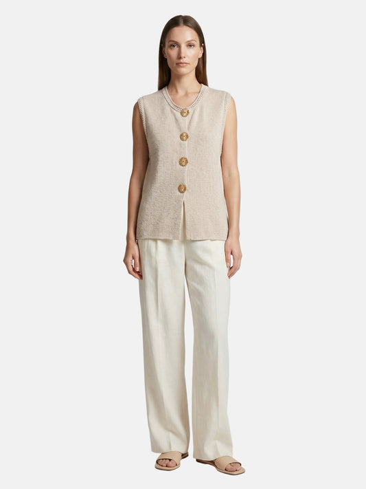 Canotta in Poliestere Beige