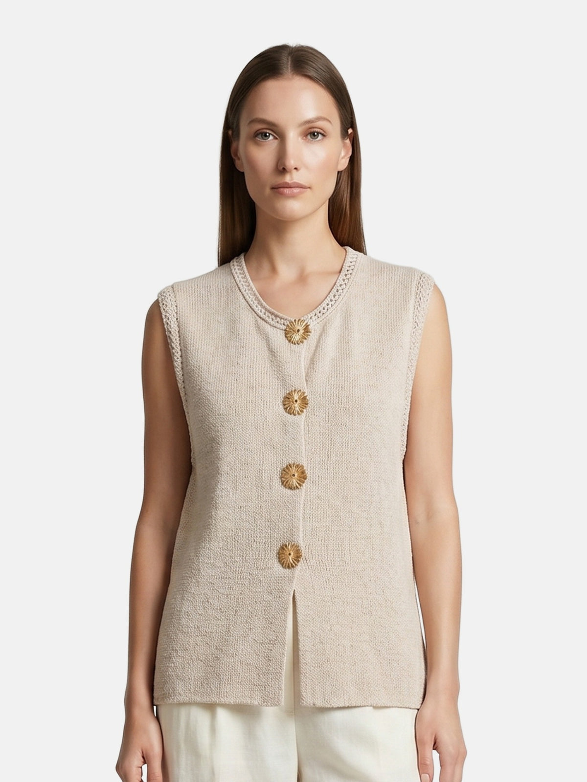 Canotta in Poliestere Beige