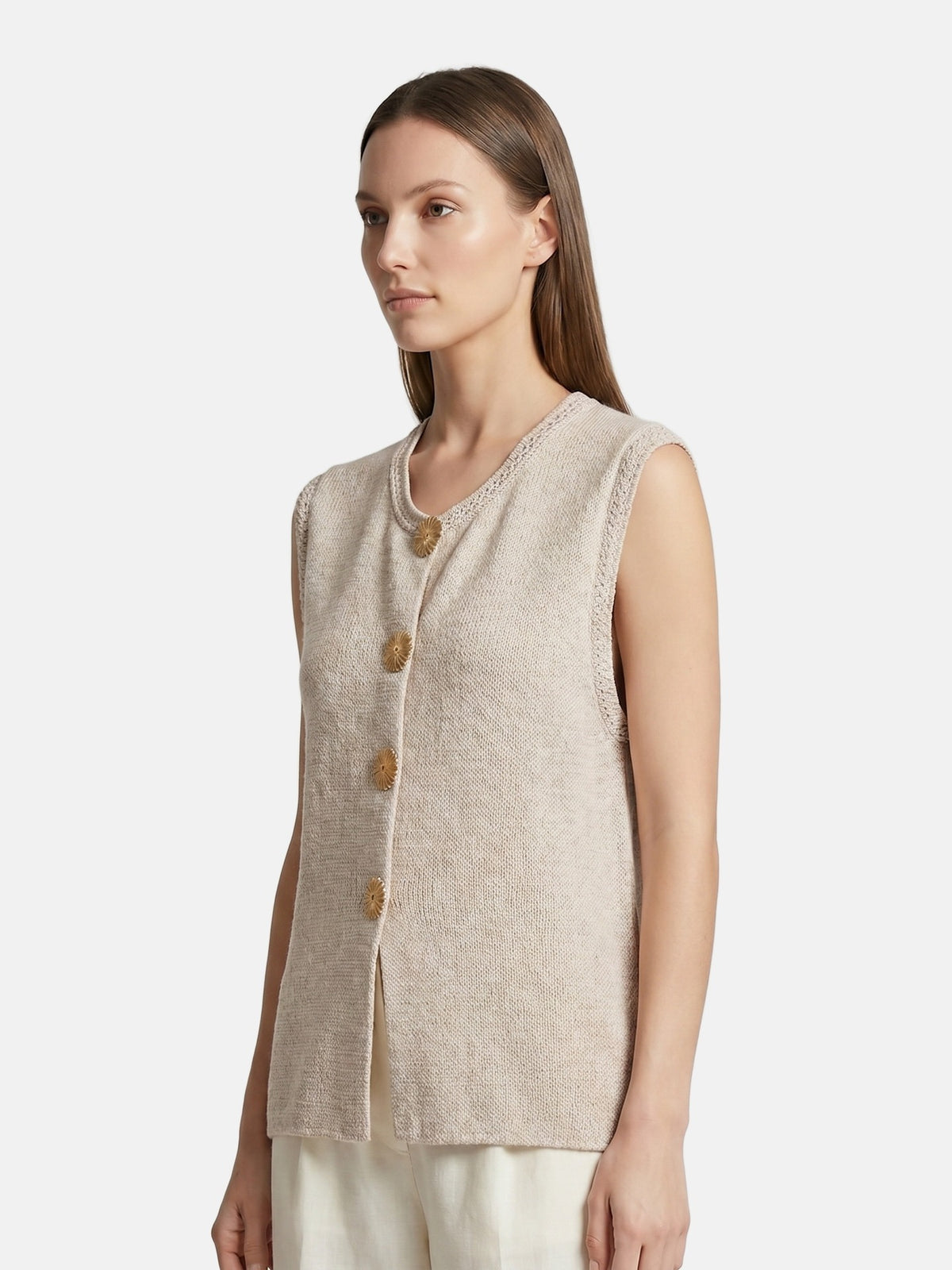 Canotta in Poliestere Beige