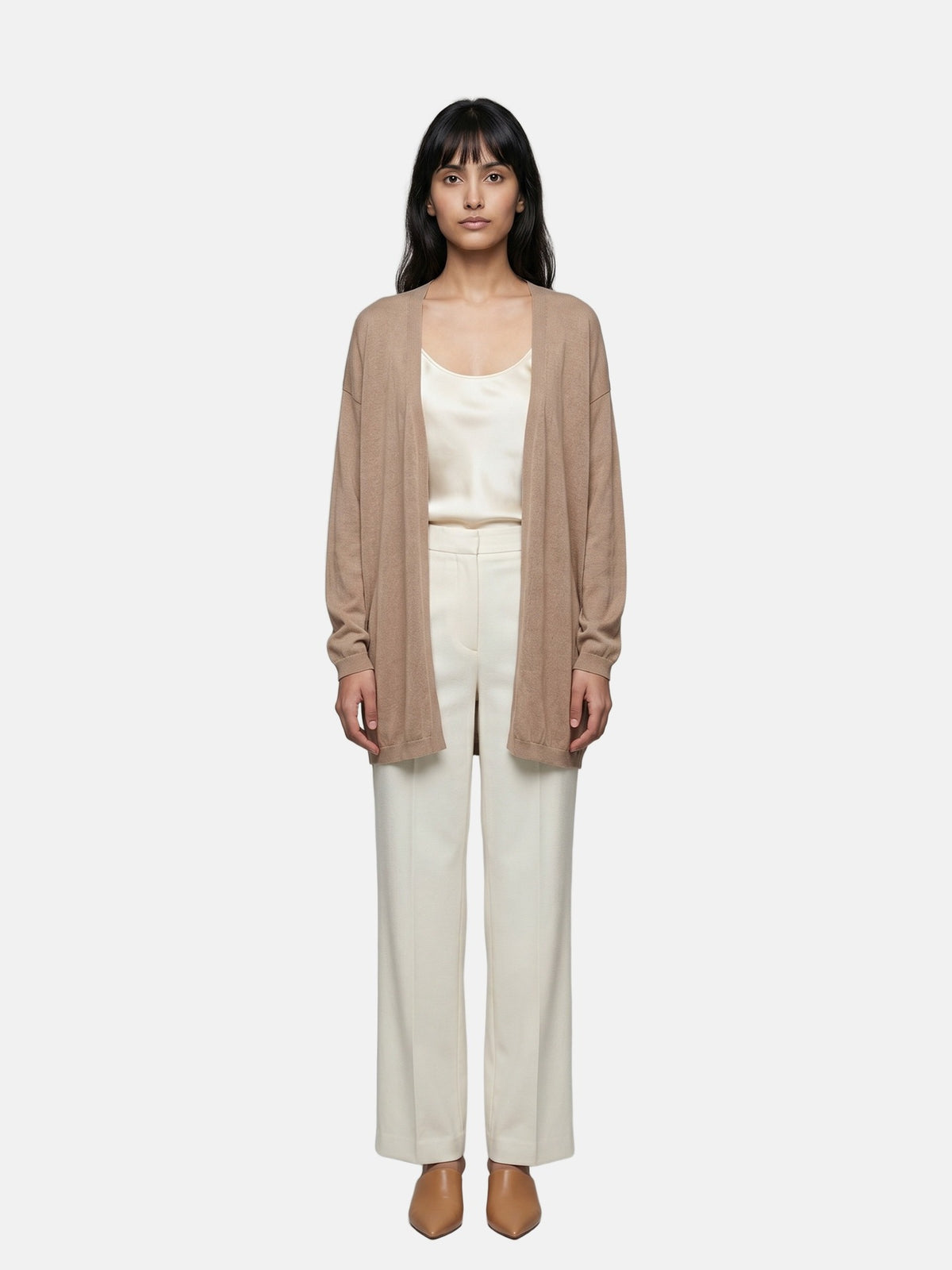 Cardigan in Viscosa Beige Scuro