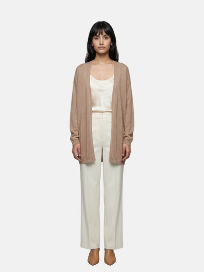 Cardigan in Viscosa Beige Scuro