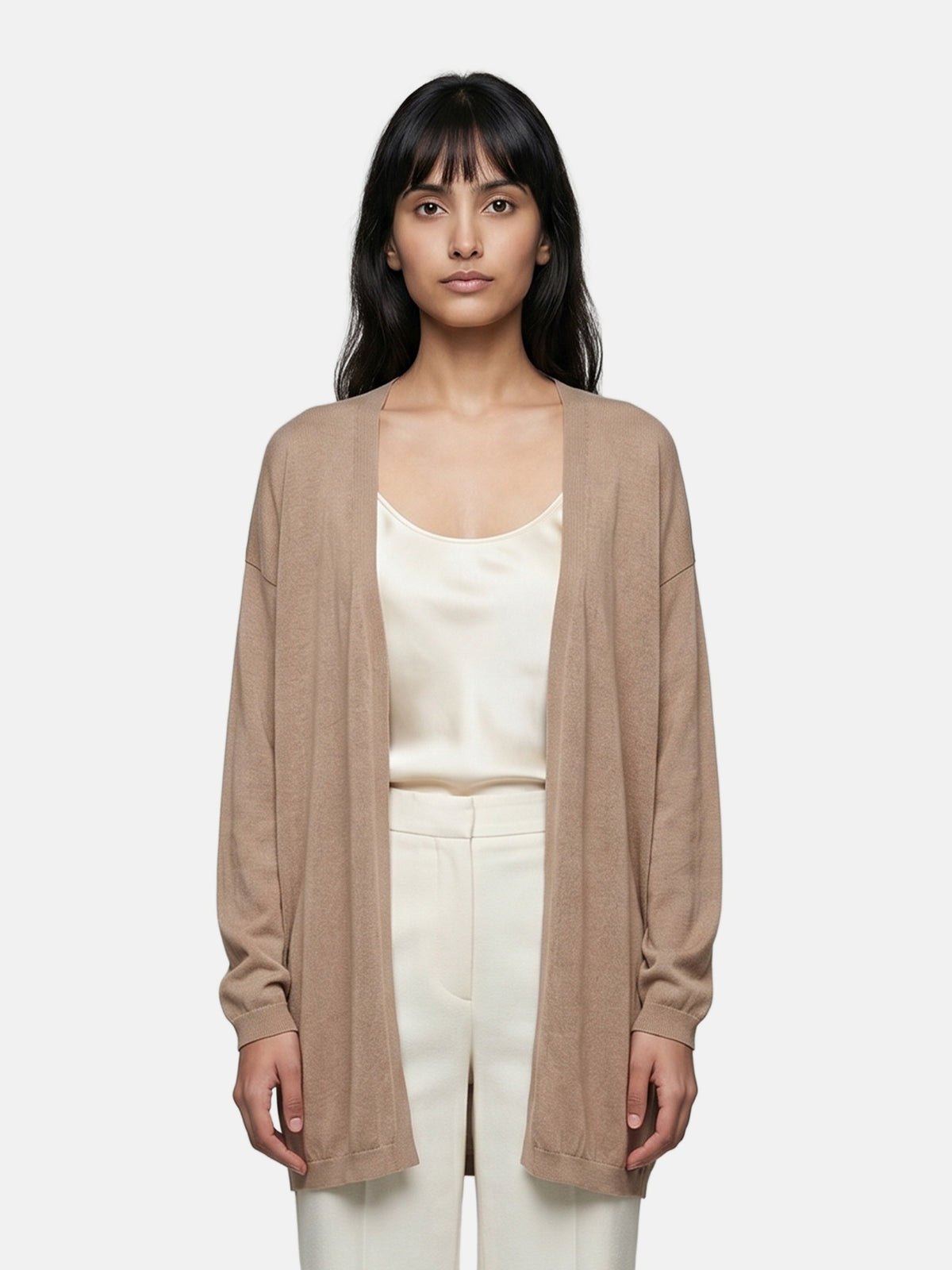 Cardigan in Viscosa Beige Scuro