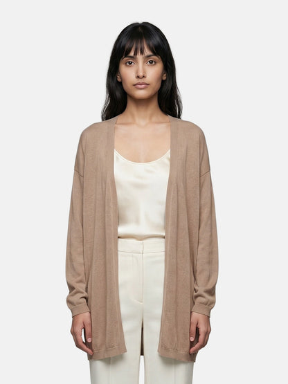 Cardigan in Viscosa Beige Scuro