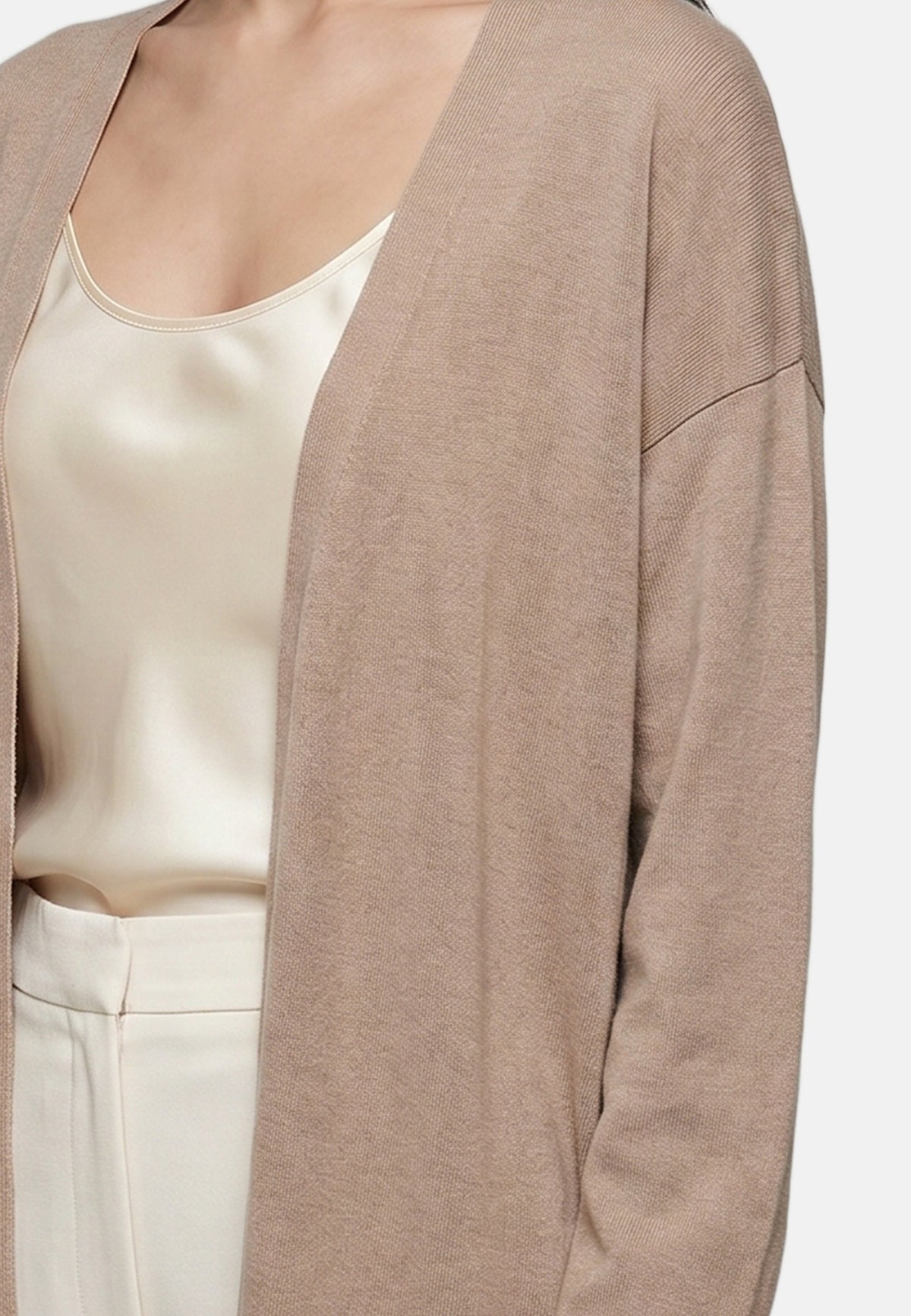 Cardigan in Viscosa Beige Scuro