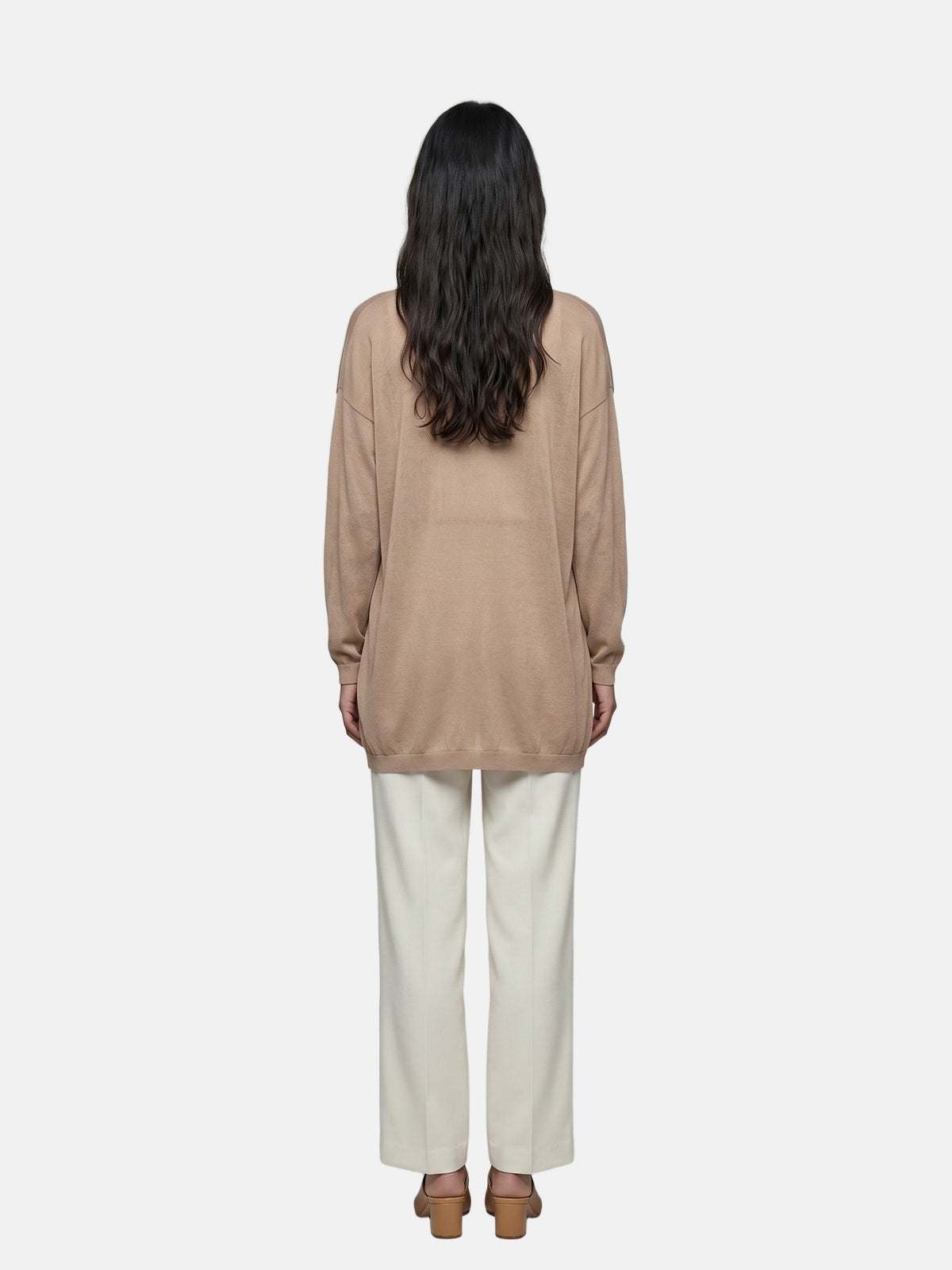 Cardigan in Viscosa Beige Scuro