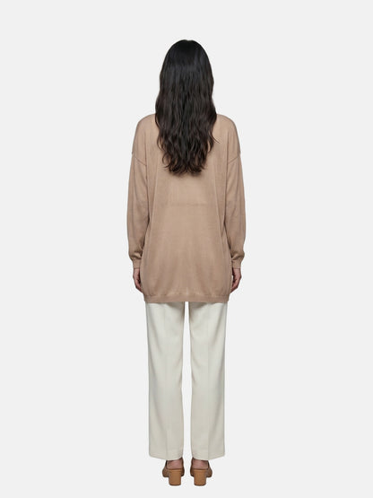Cardigan in Viscosa Beige Scuro
