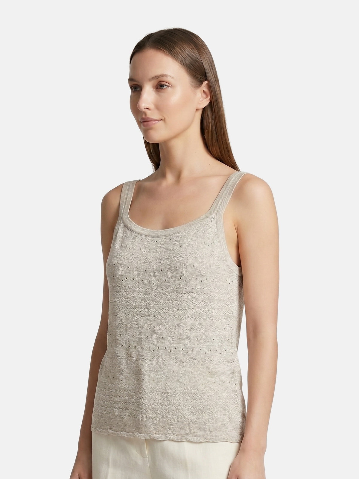 Canotta in Viscosa Beige