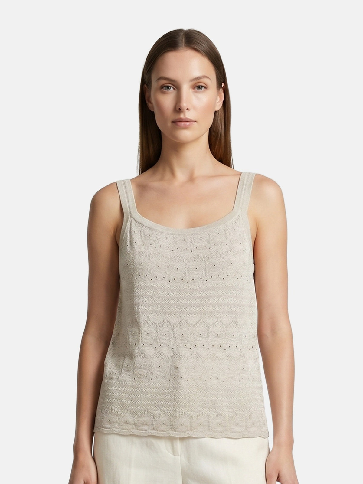 Canotta in Viscosa Beige