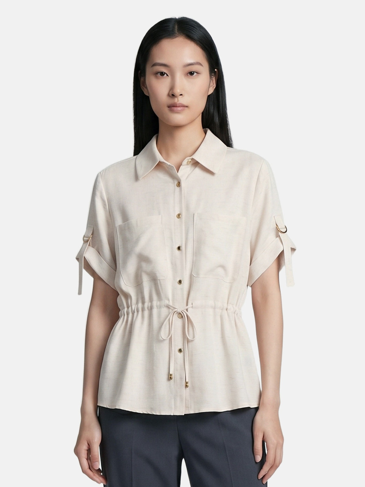 Camicia in Viscosa Beige