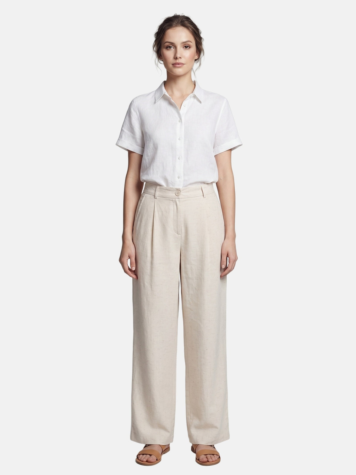 Pantaloni in Viscosa Beige