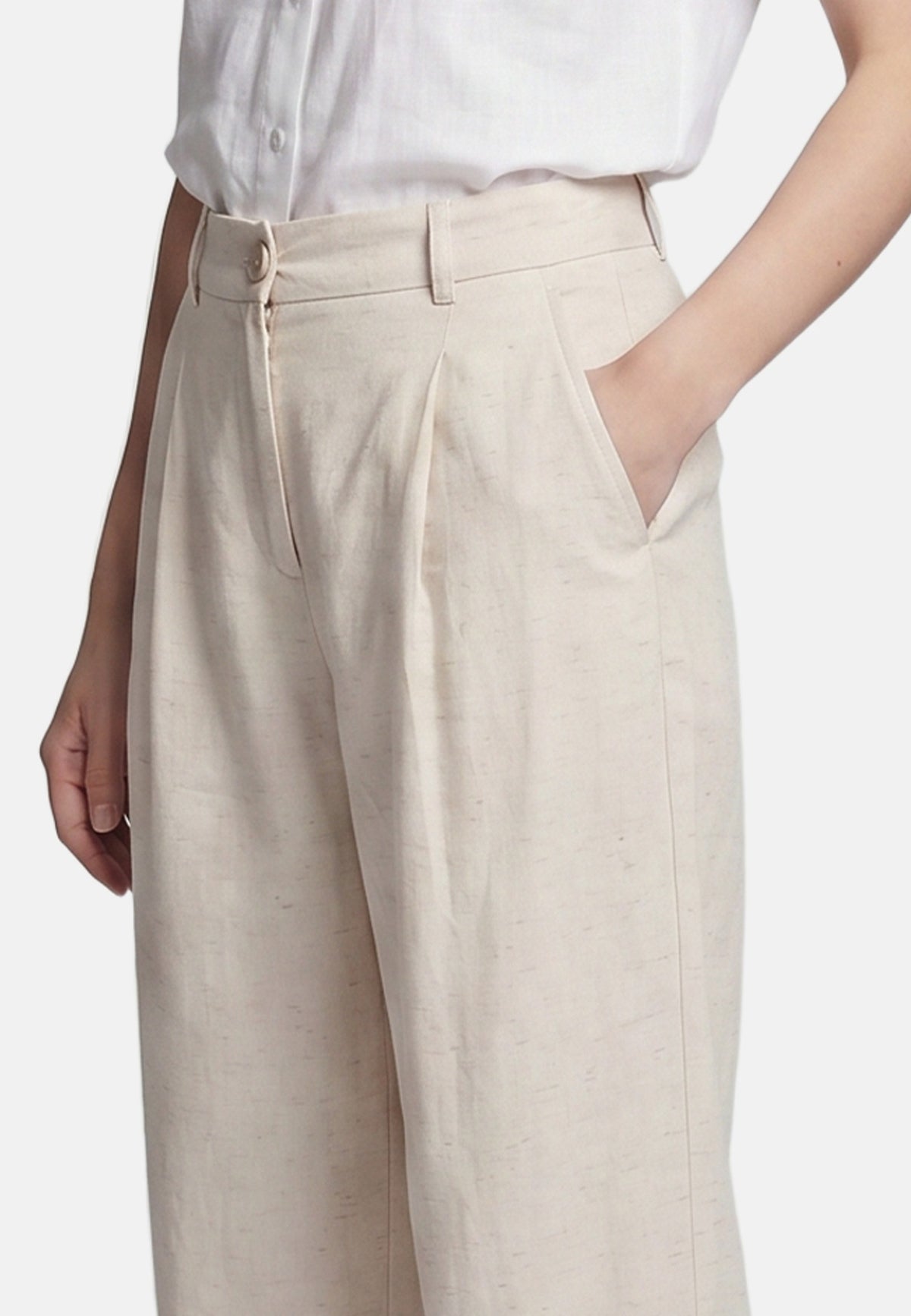 Pantaloni in Viscosa Beige