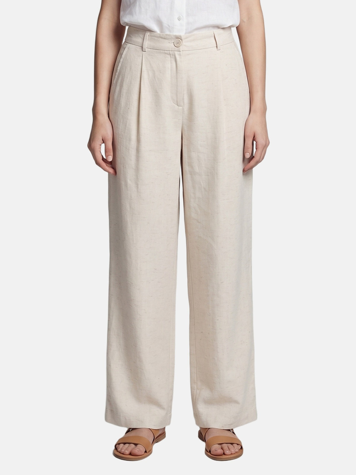Pantaloni in Viscosa Beige