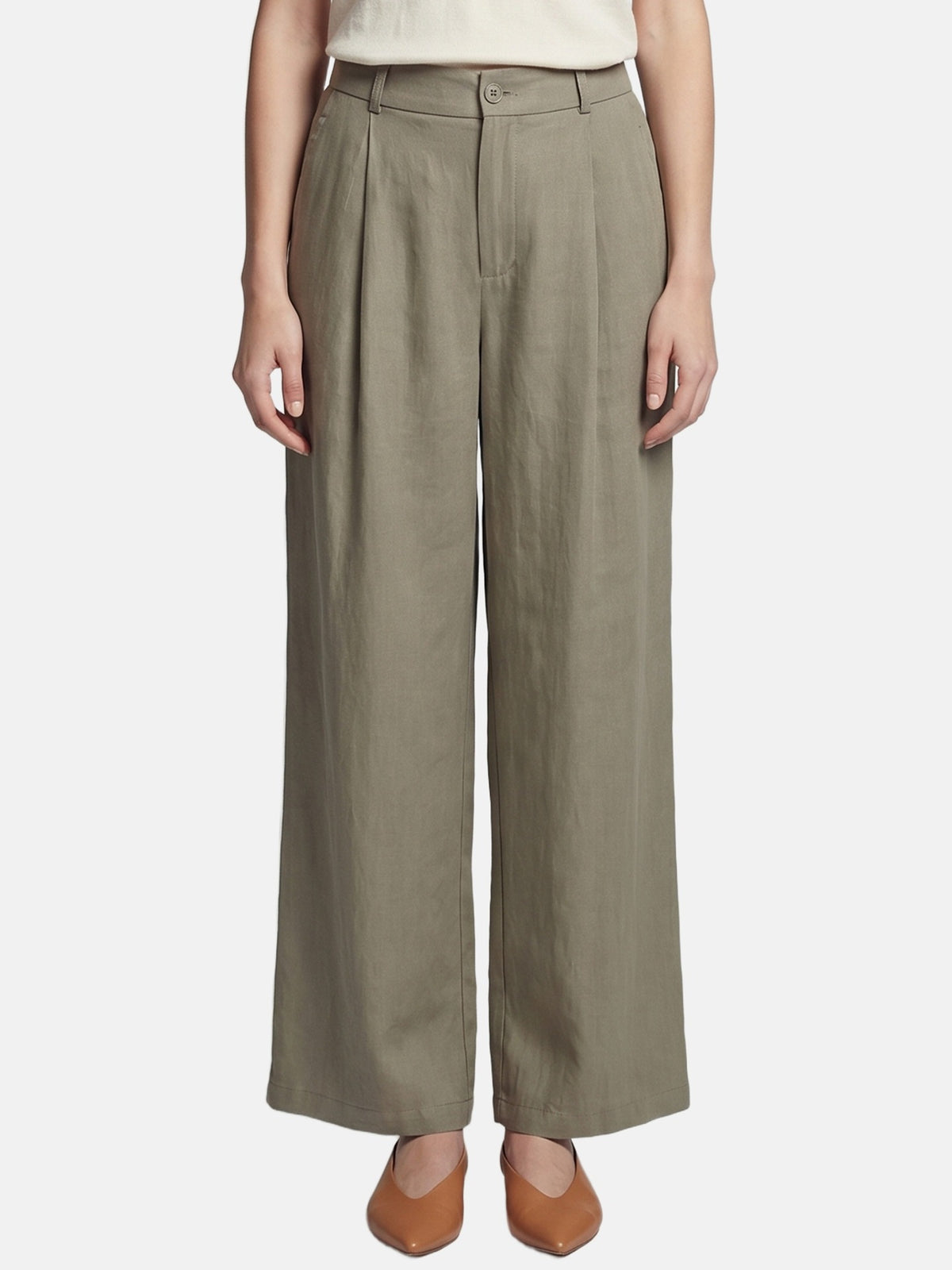Pantaloni in Viscosa Verde Militare