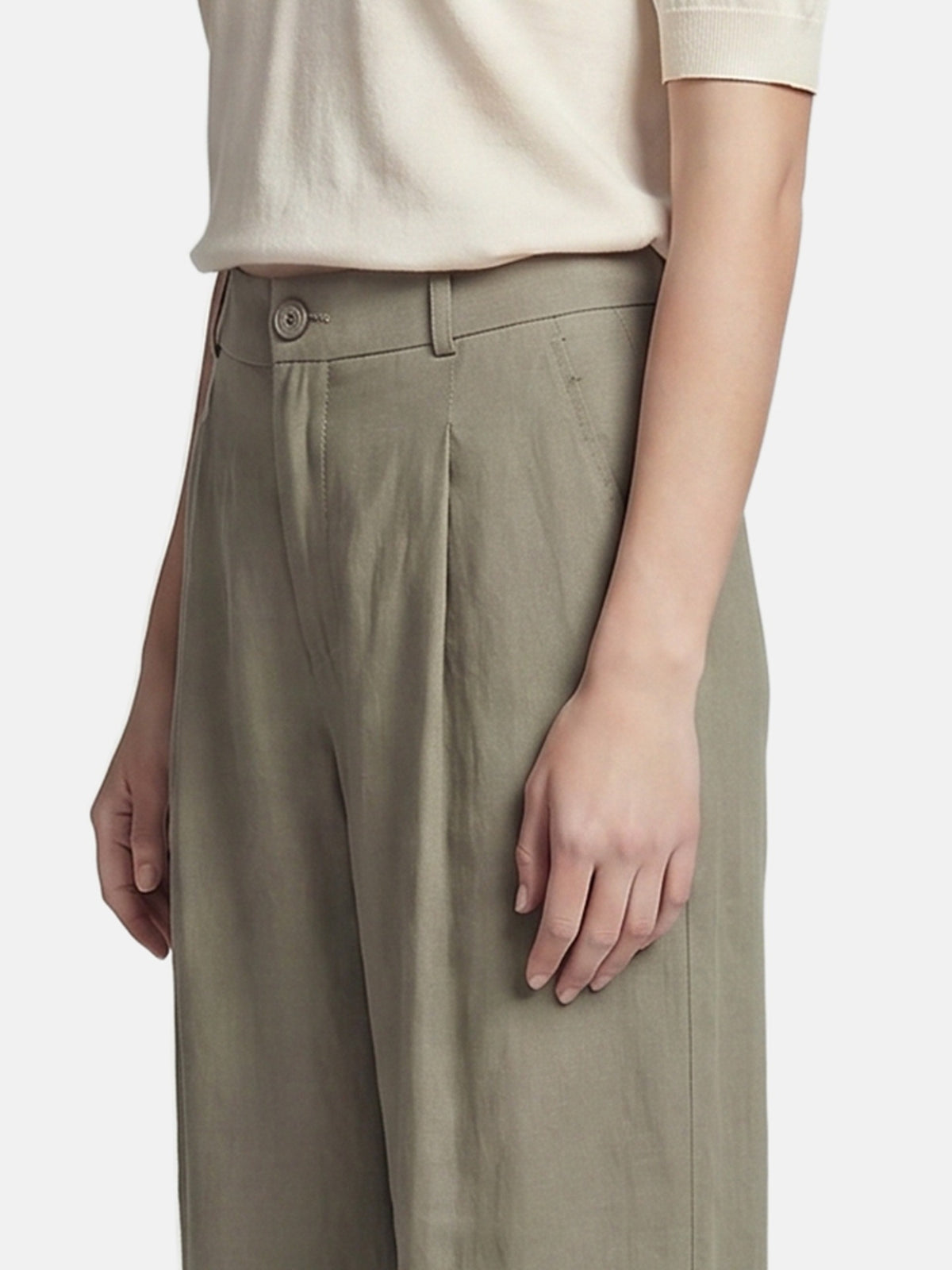 Pantaloni in Viscosa Verde Militare