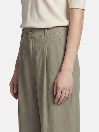 Pantaloni in Viscosa Verde Militare