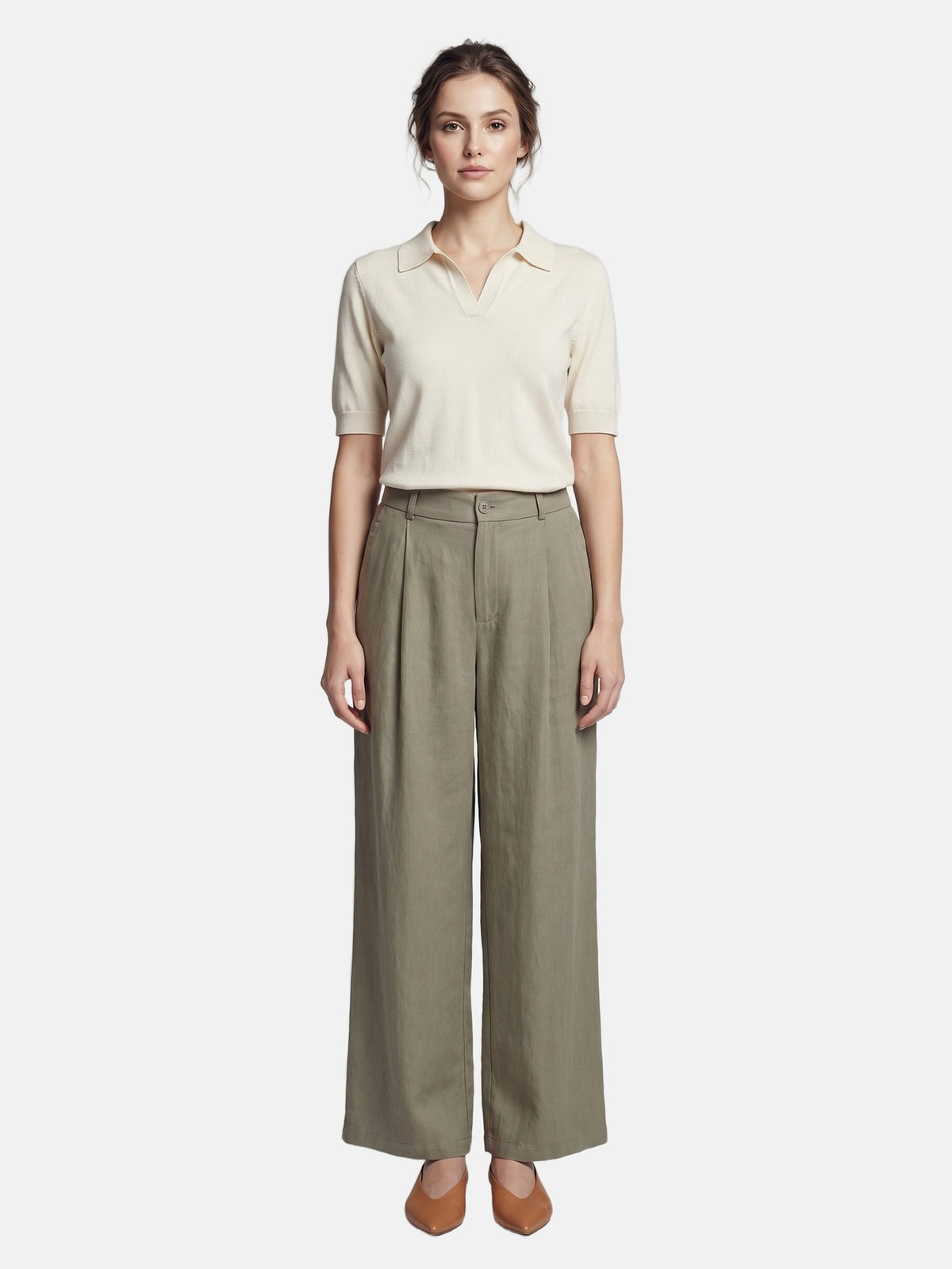 Pantaloni in Viscosa Verde Militare