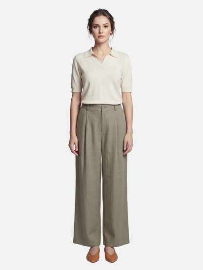 Pantaloni in Viscosa Verde Militare