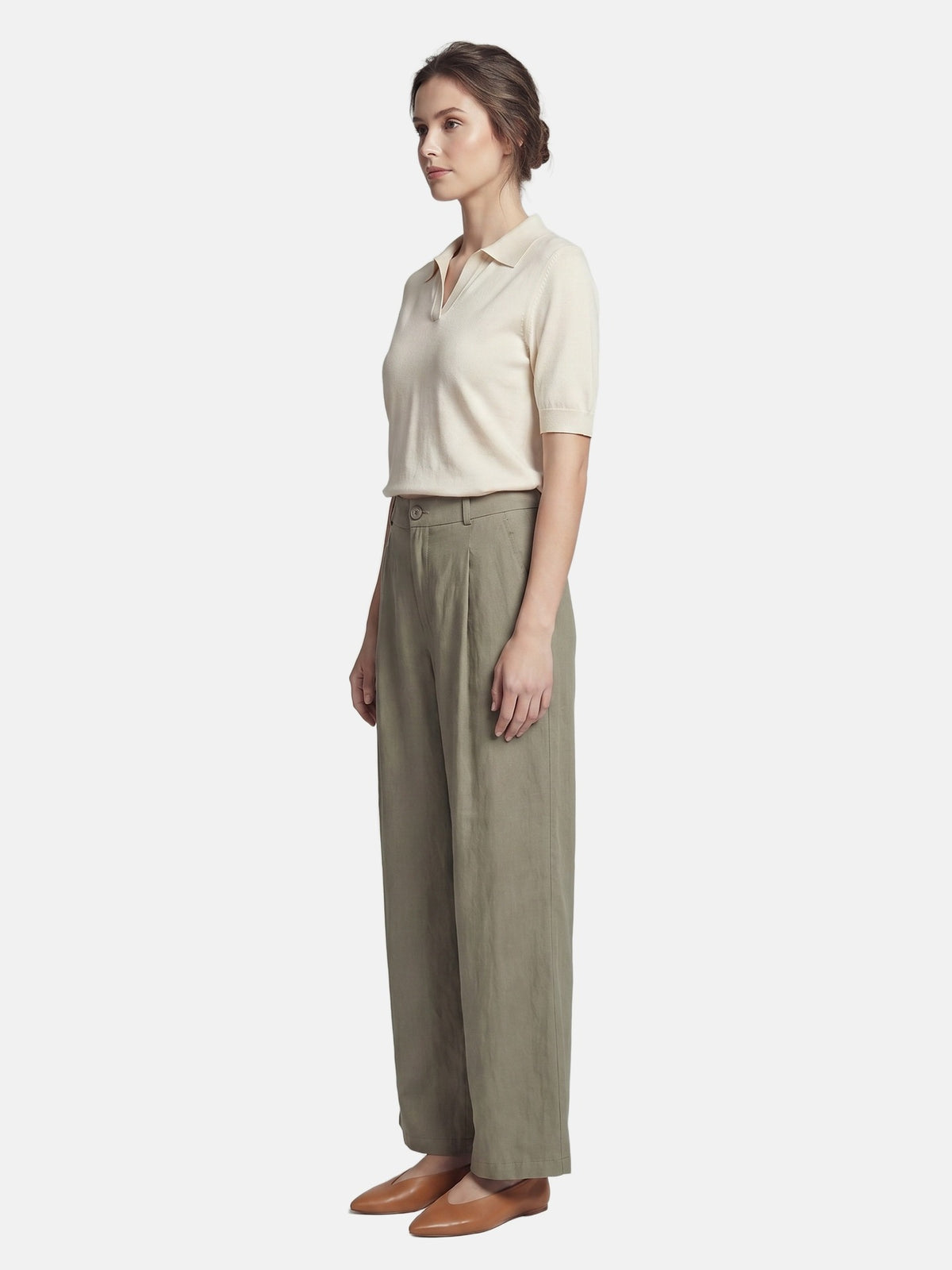 Pantaloni in Viscosa Verde Militare