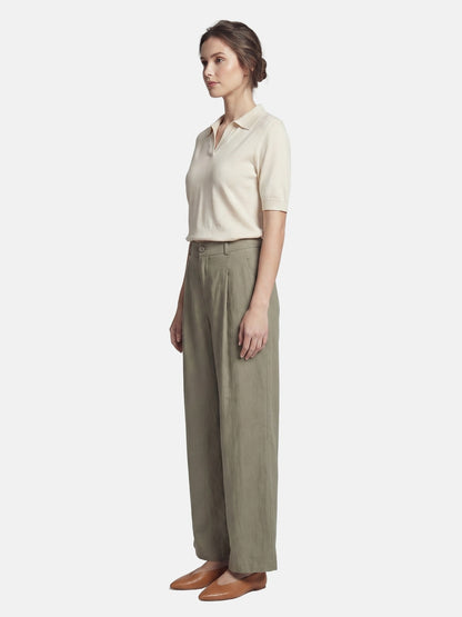 Pantaloni in Viscosa Verde Militare