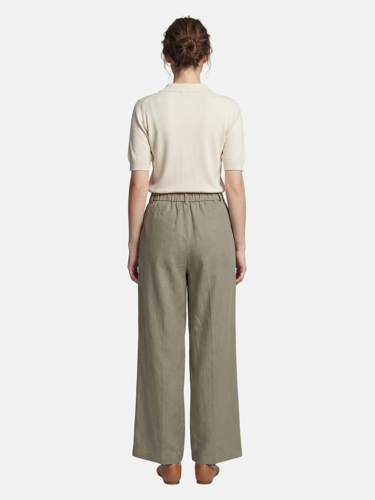 Pantaloni in Viscosa Verde Militare
