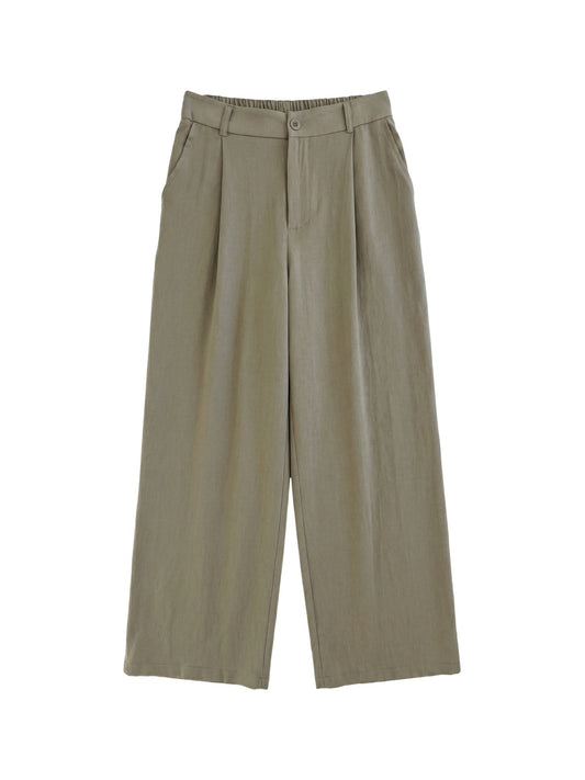 Pantaloni in Viscosa Verde Militare