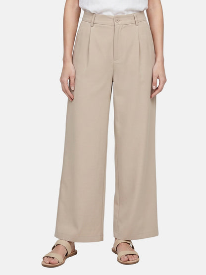 Pantaloni in Viscosa Beige Scuro