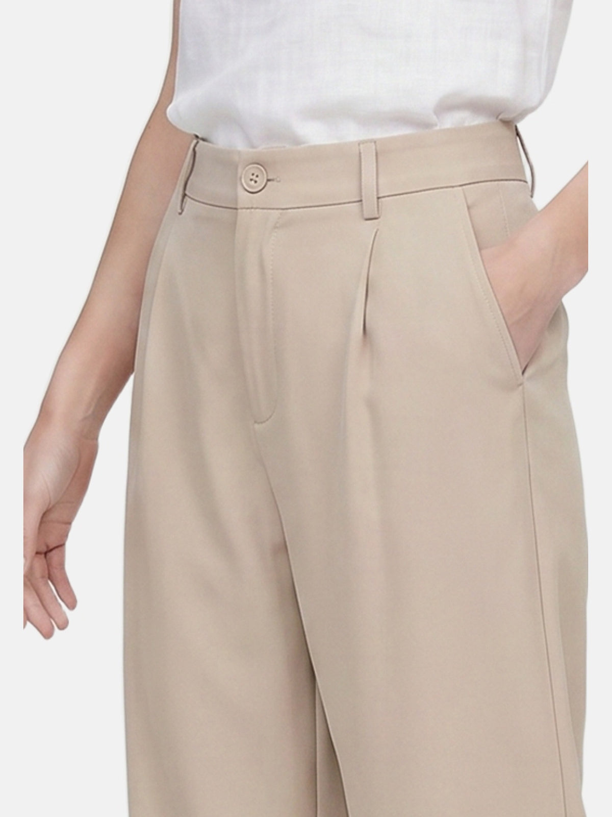 Pantaloni in Viscosa Beige Scuro