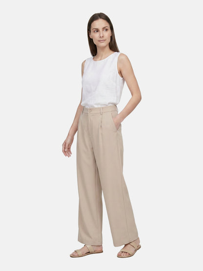 Pantaloni in Viscosa Beige Scuro