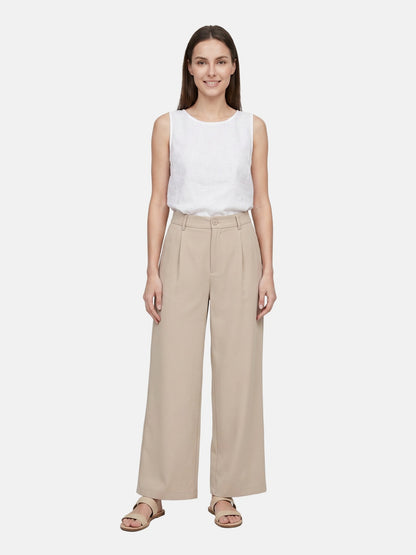Pantaloni in Viscosa Beige Scuro