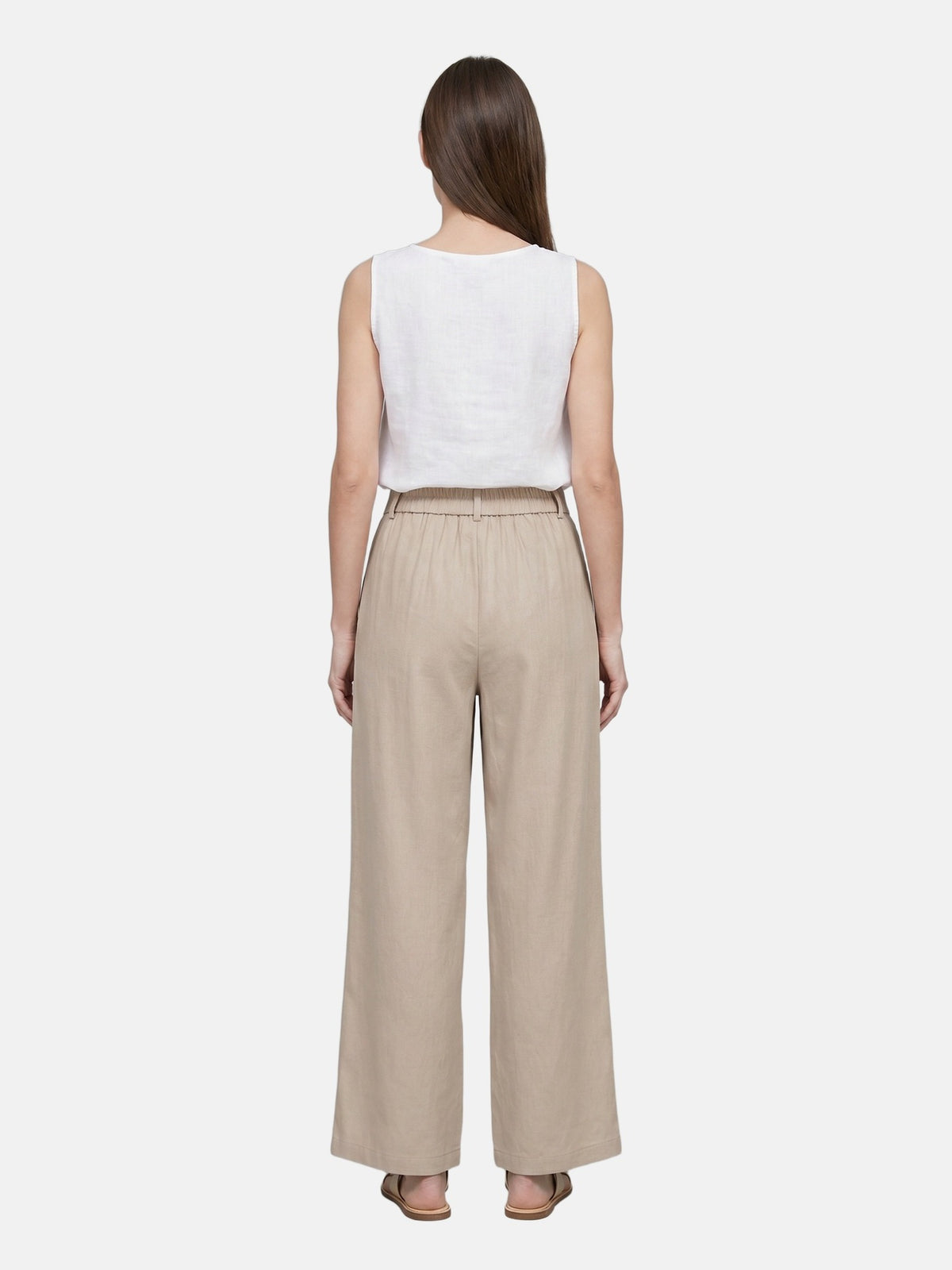 Pantaloni in Viscosa Beige Scuro