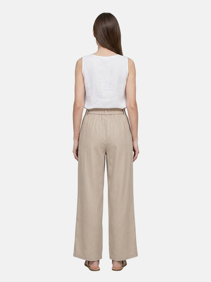 Pantaloni in Viscosa Beige Scuro